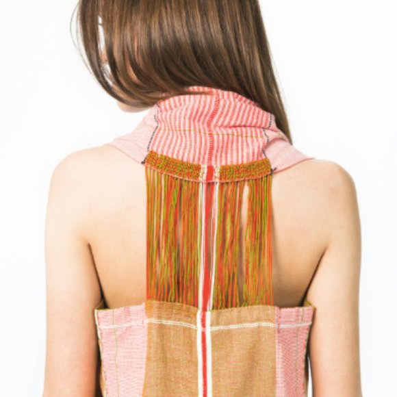 NEW Irene Peukes PLA Handwoven Guata Va Vest D2 V-Neck Open Weave Back Dress XS - Picture 13 of 13